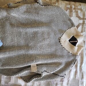 Chic Black and White Textured Sweater